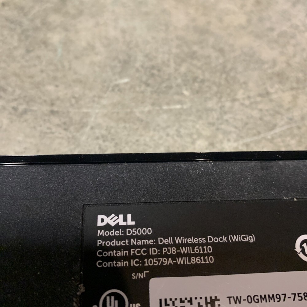 Dell D5000 Wireless Dock WiGig Docking Station Port Replicator w/ AC Adapter