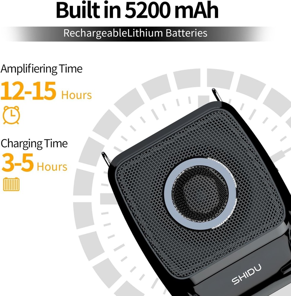 SHIDU Voice Amplifier with Wireless Microphone Handheld and Headset,...