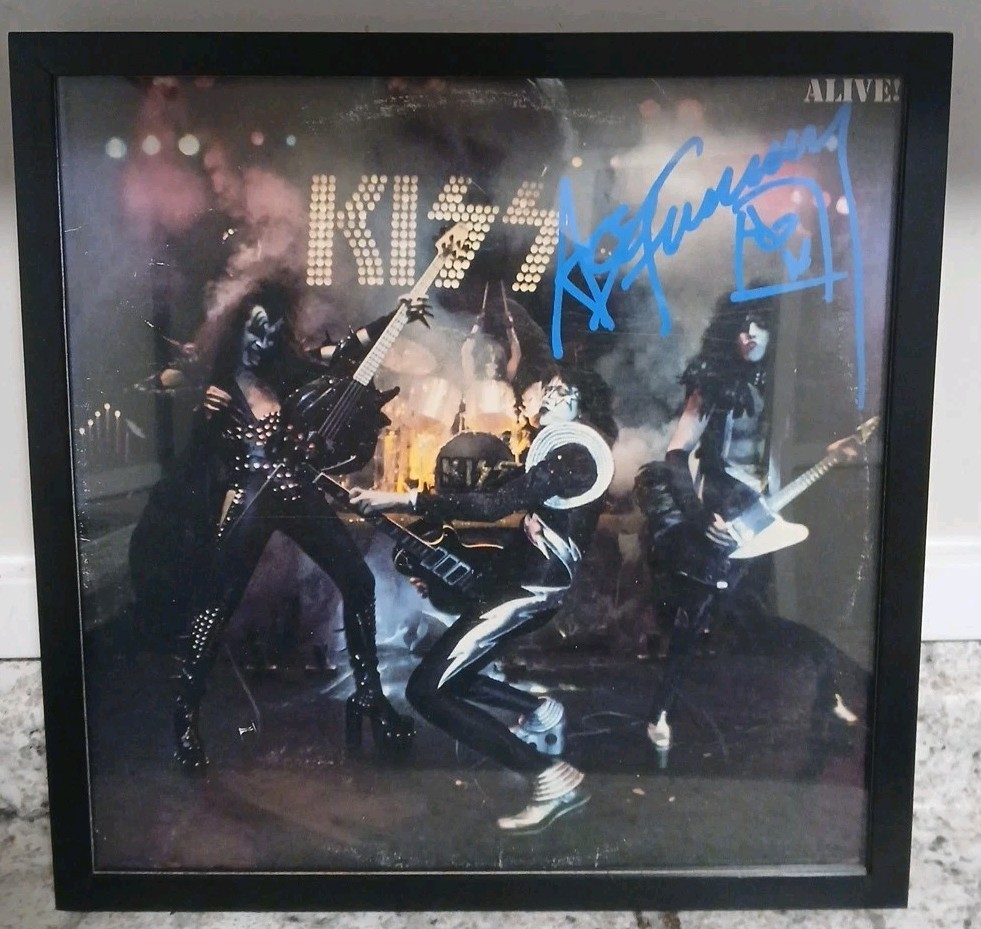 Ace Frehley Signed KISS Alive! Vinyl LP Album Autographed With Frame.   COA JSA