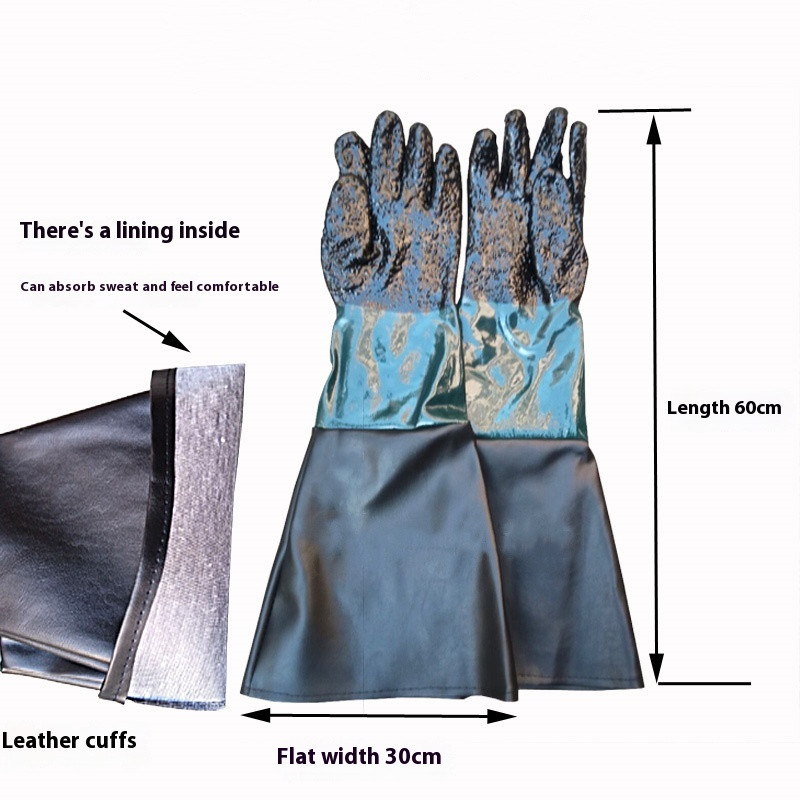 Thickened Abrasion-resistant Rubber Sand Blasting Machine Gloves