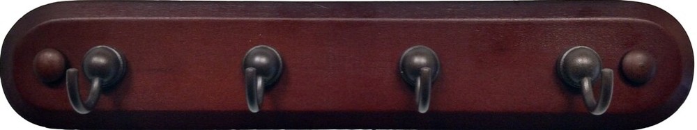 Spectrum Diversified 4 Hook Key Rack - Walnut Wood/Bronze - 2 Count