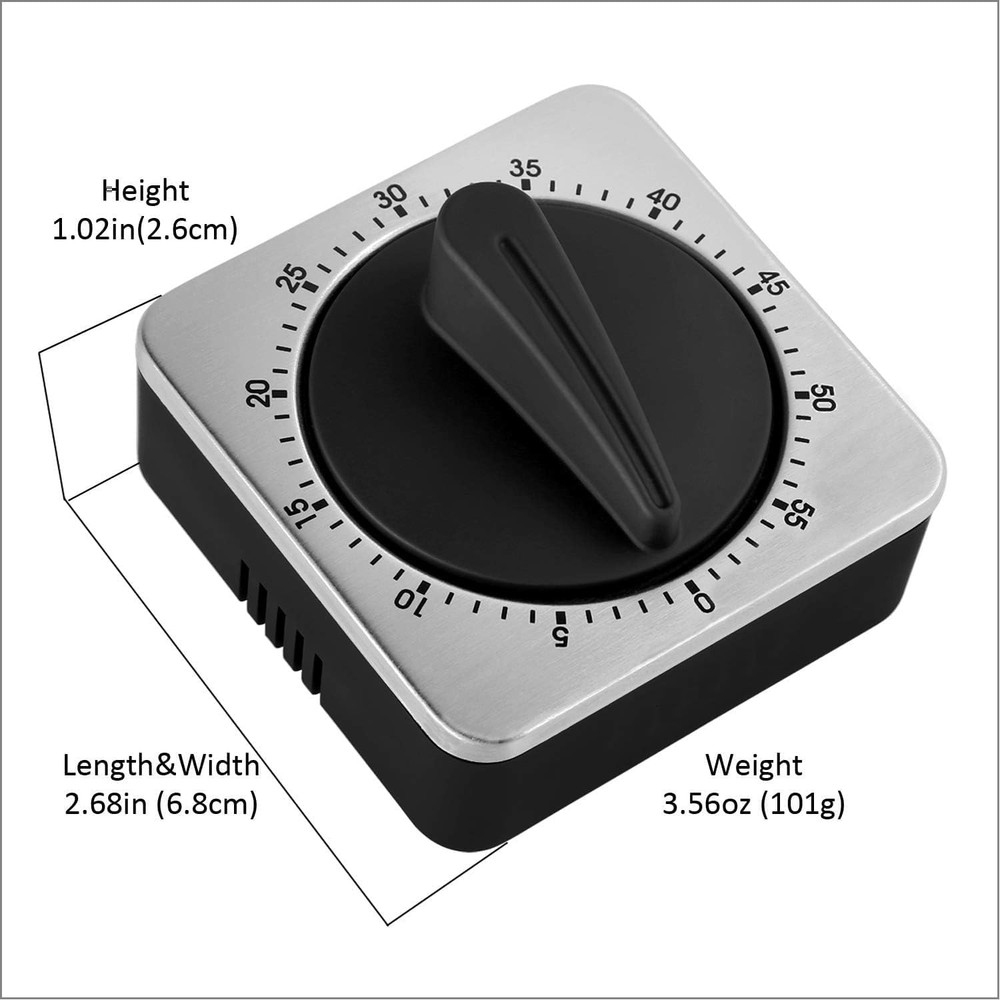 Kitchen Countdown Timer Magnetic 60 Minute Wind up Mechanical Timer Stainless St