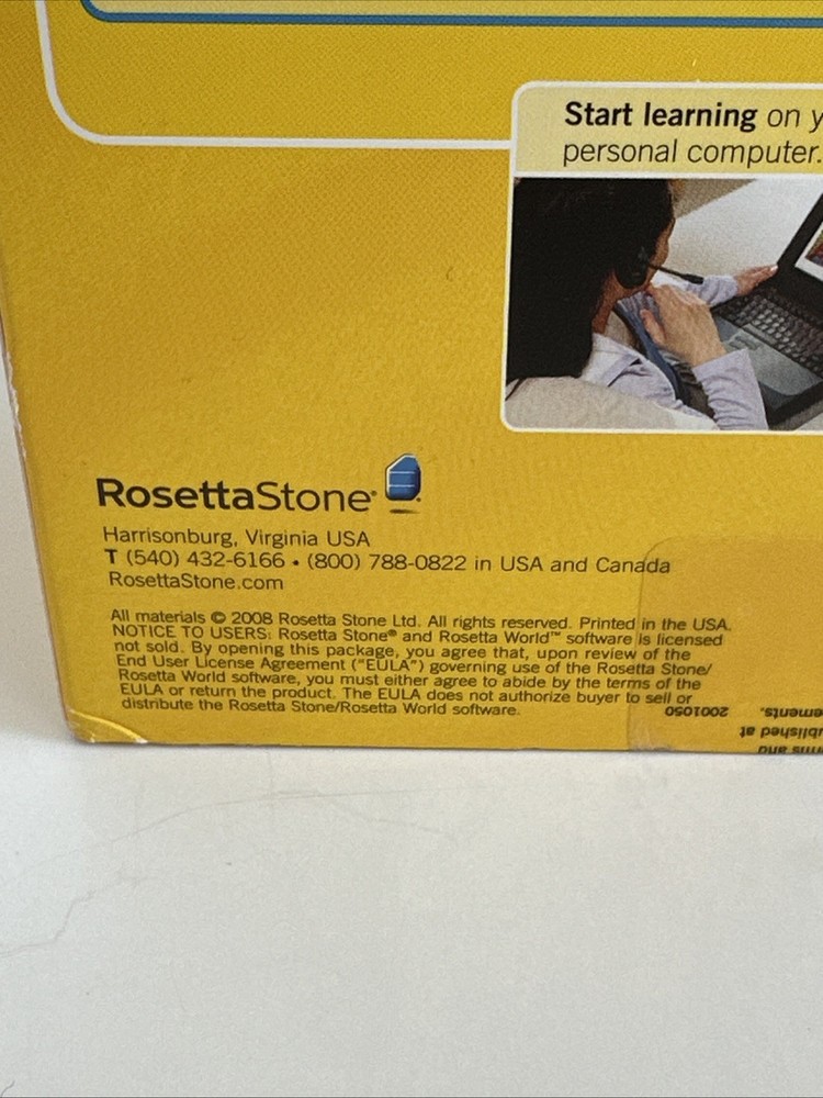 Rosetta Stone Version 3 Level 1 Chinese Mandarin WIN/MAC CD-ROM Unused Headphon