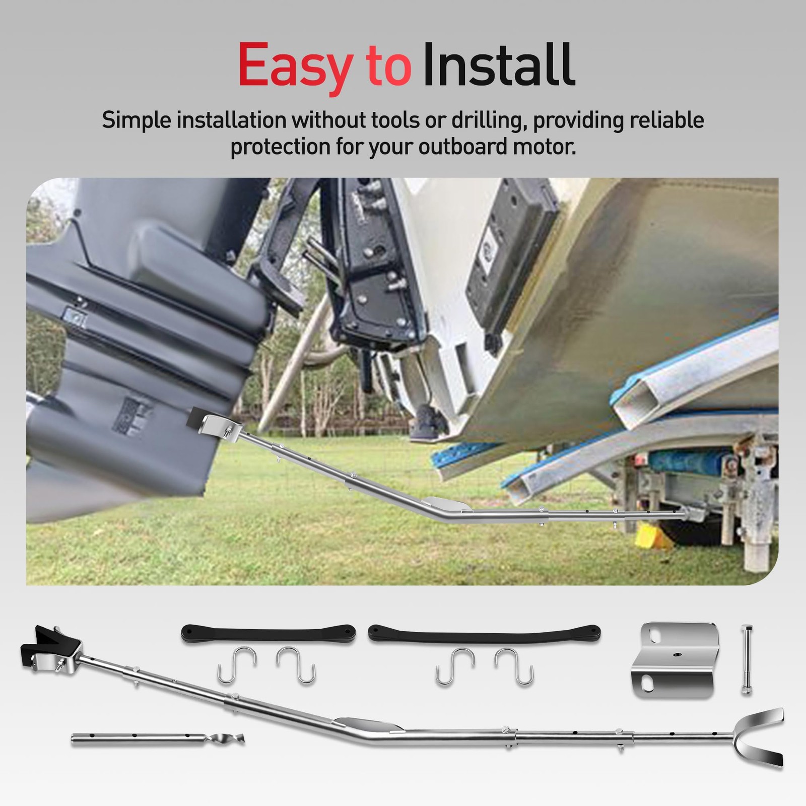 Heavy Duty Transom Saver 28-59" Adjustable Support Bar 150HP Boat