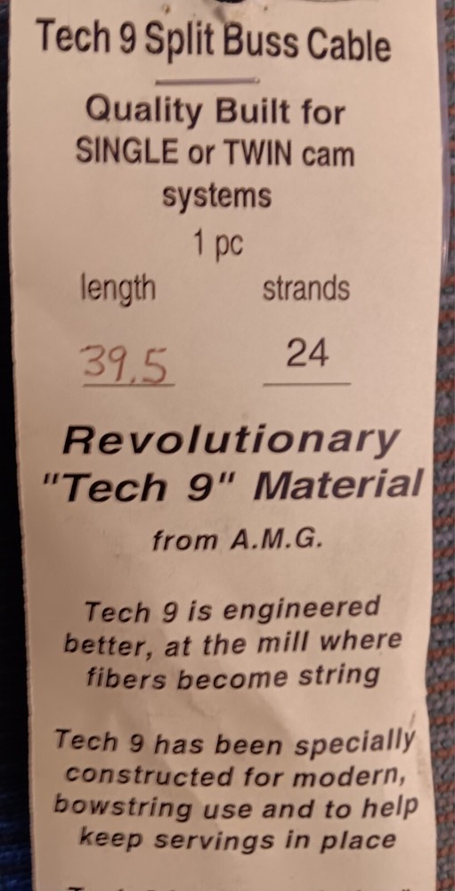 New In Package Tech 9 Bowstring Split Buss Cable 39.5" Length 24 Strands!
