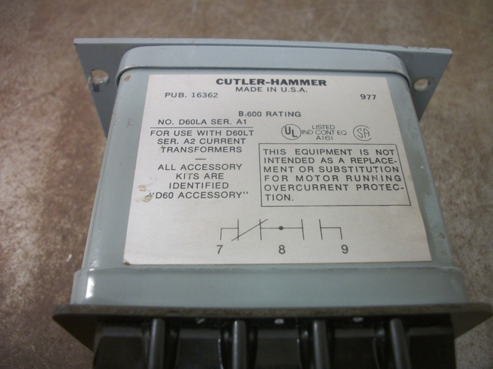 CUTLER-HAMMER ADJUSTABLE CURRENT RELAY TRANSFORMER D60LA
