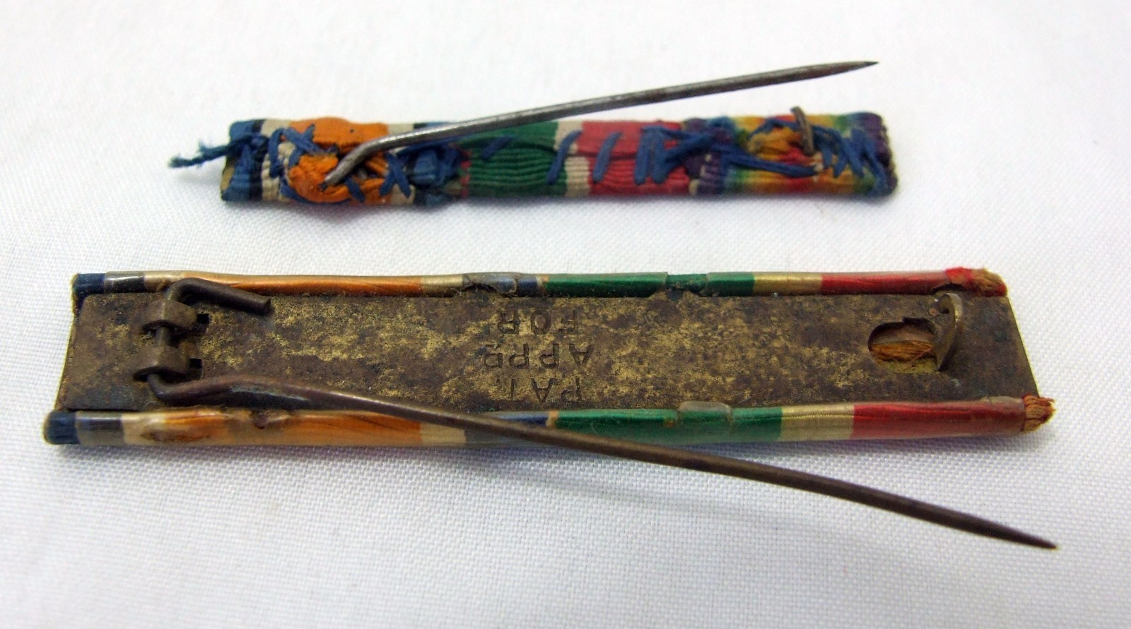 TWO X WW1 Original Medal Ribbon Bar BWM and Mercantile Marine War