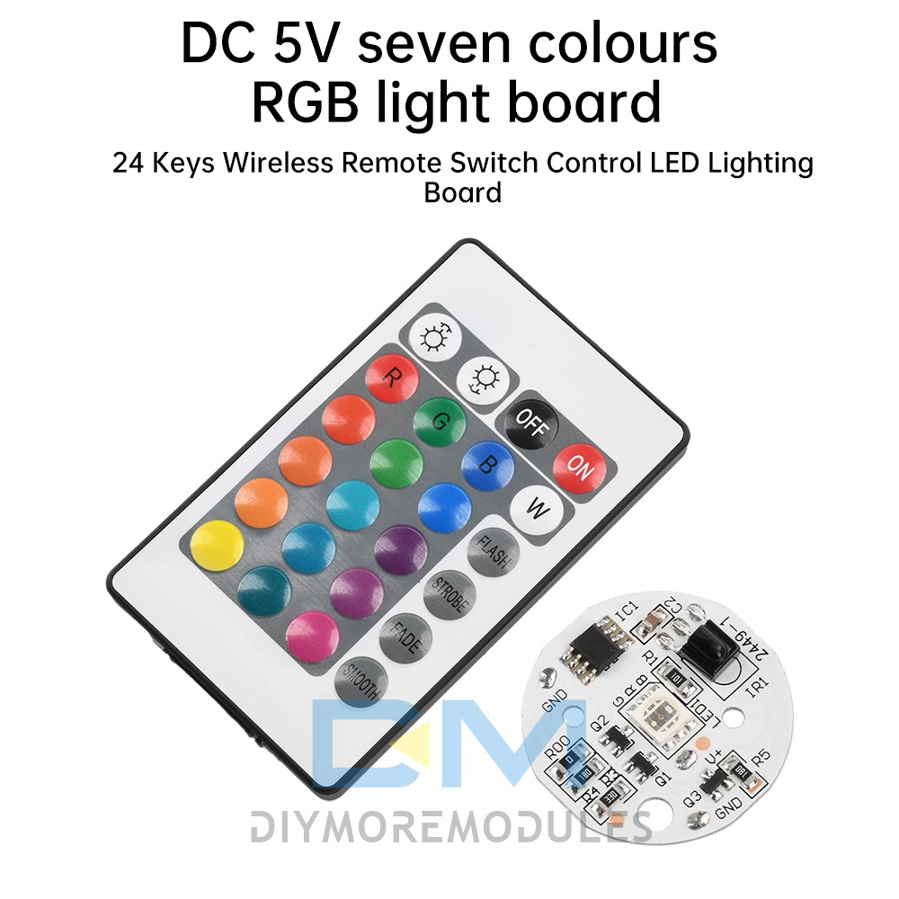 DC 5V RGB Light Board 24 Key IR Wireless Remote Control Switch LED Control