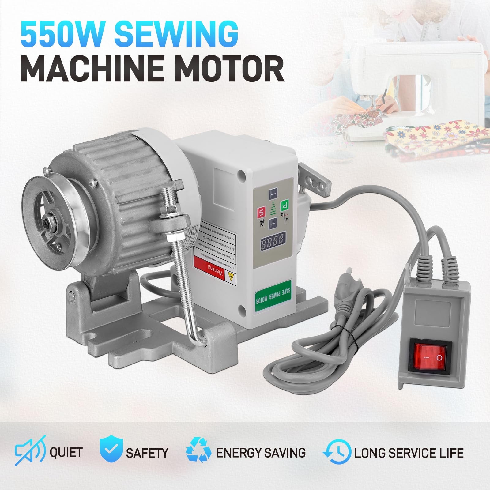 Sewing Machine Servo Motor 110V 3/4HP Speed 200-6000RPM Energy Efficient 550W