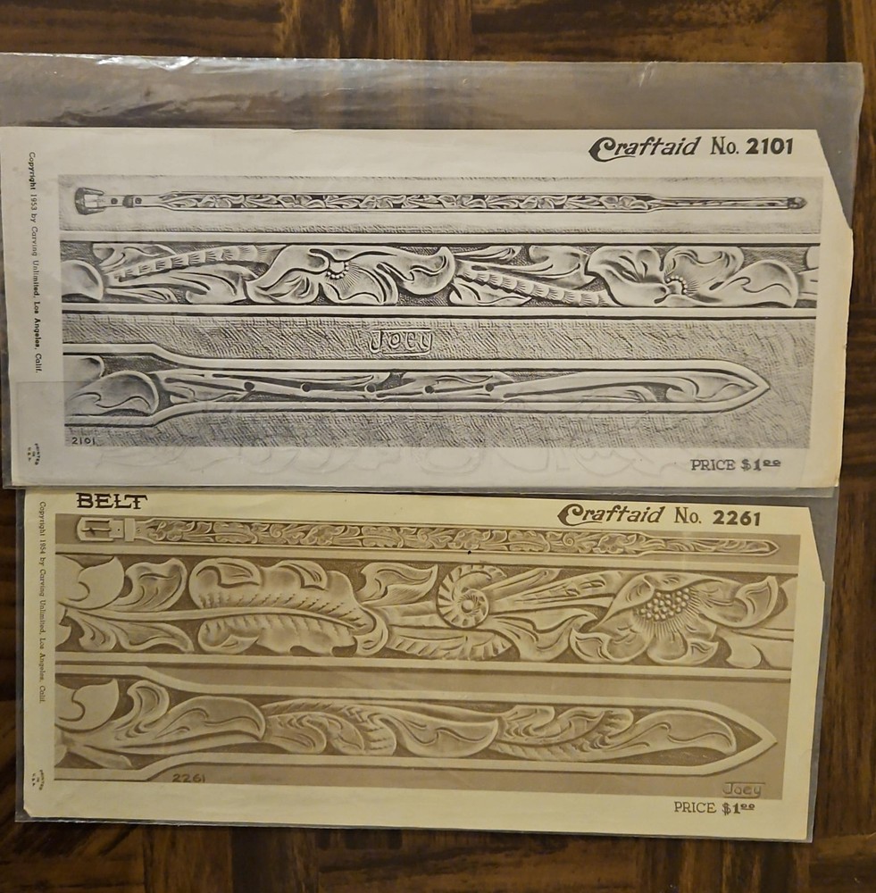 ​RARE Vintage Craftool Craftaid Belt Pattern Lot (9) - Large Multi-Width Sheets