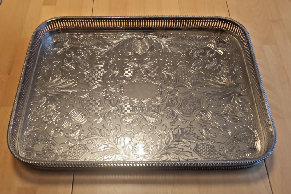 Arthur Price 16" Rectangular Silver Plate on Copper Tray Excellent