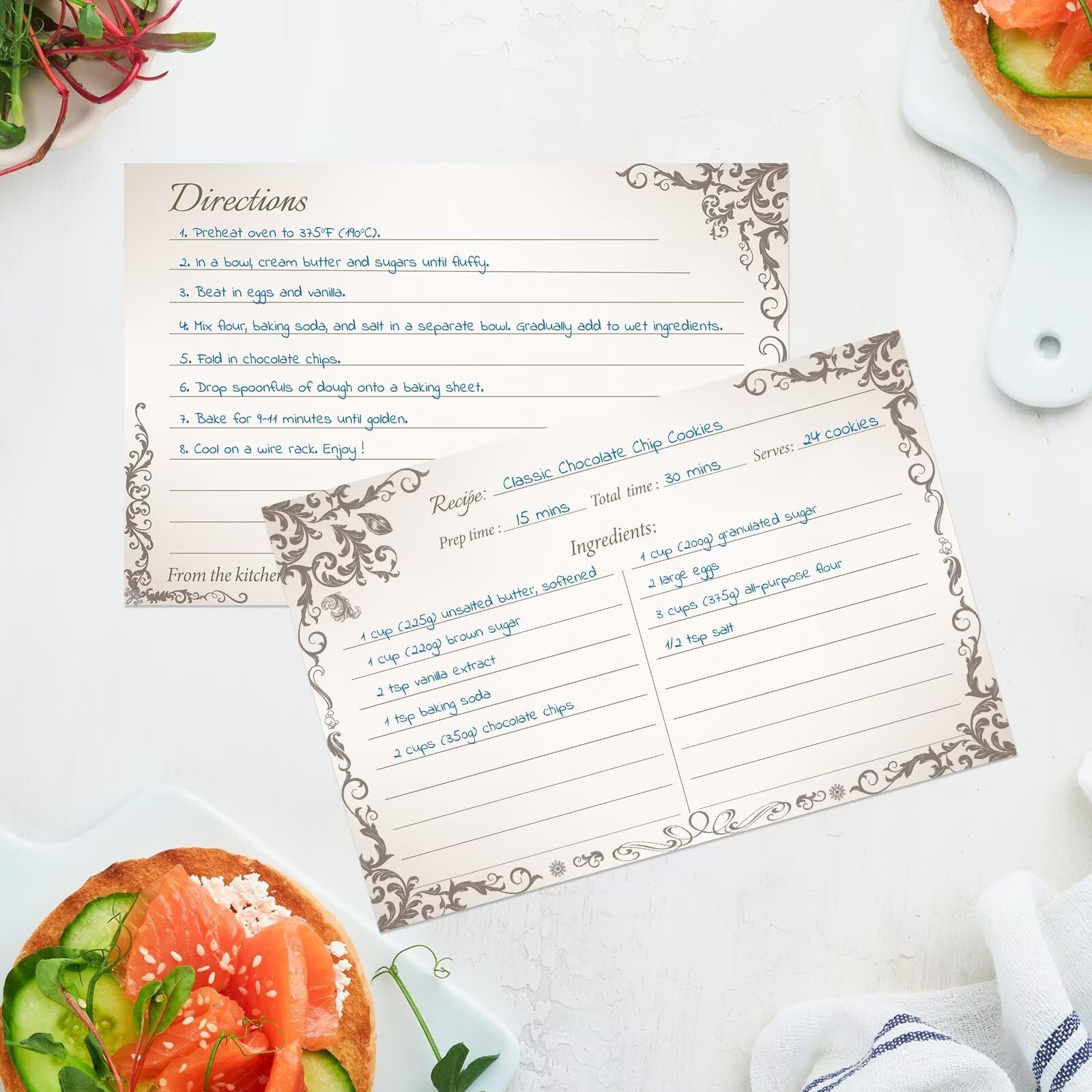 4x6 Blank Recipe Cards 60Pack Line Art Design for Cooking, Bridal Showers, W...