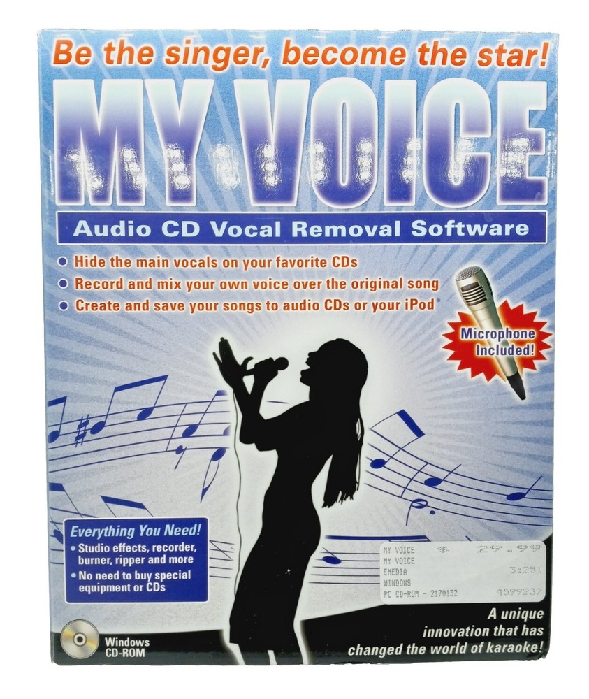My Voice Audio CD Vocal Removal Software With Microphone Windows CD Rom IPE NEW