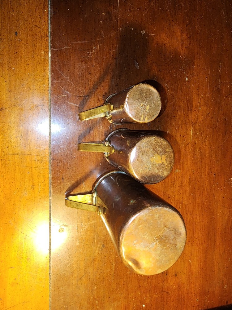 3 Vintage Copper Measuring Cups