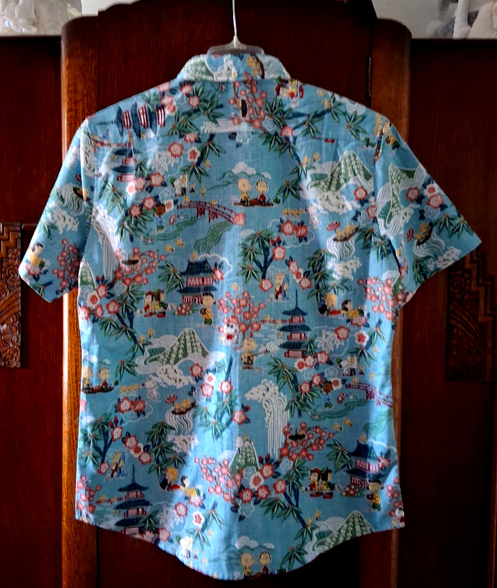 Reyn Spooner Peanuts in Japan Men's Aqua Button Front Shirt
