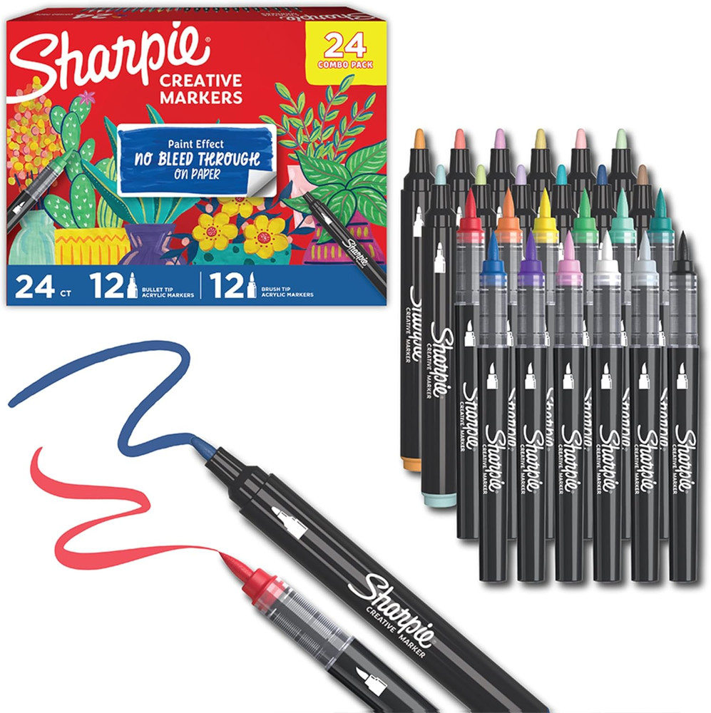 Sharpie Creative Markers, Combo Pack, Water-Based Acrylic, Bullet & Brush Tips,