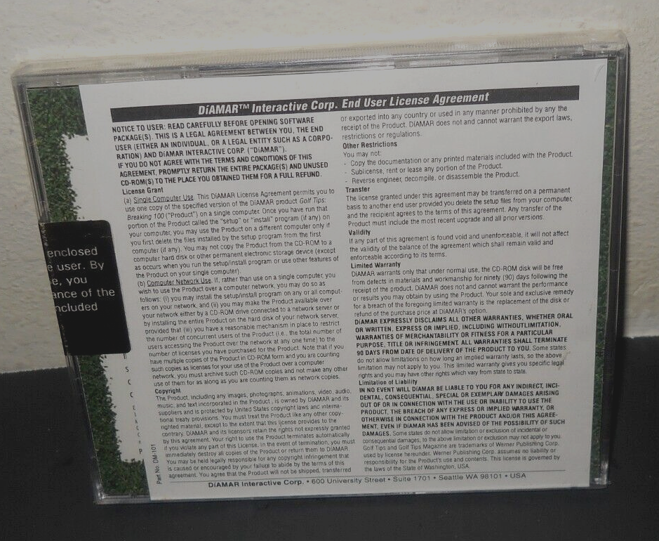 Golf Tips Breaking 100 DiAmar Interactive Beginning -Intermediate Golfer CD-ROM