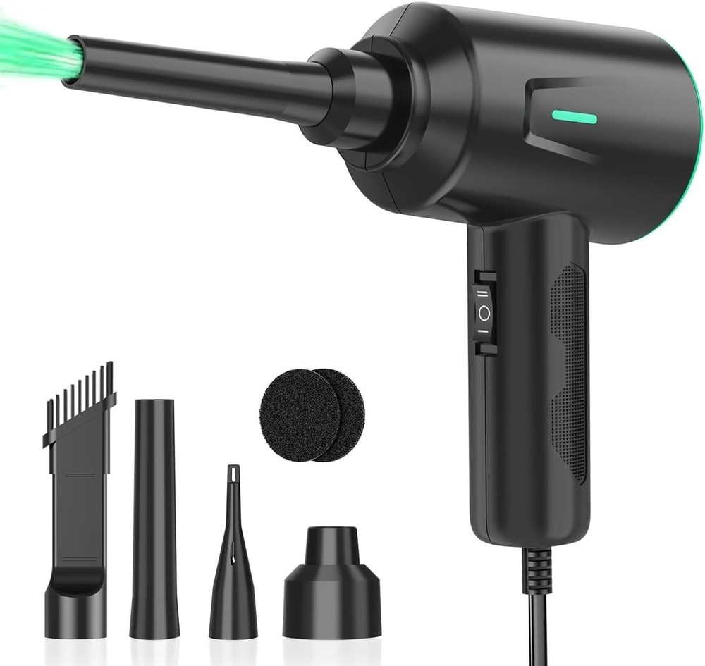 Versatile 2-Speed Electric Air Blower with Essential Accessories for Electronics