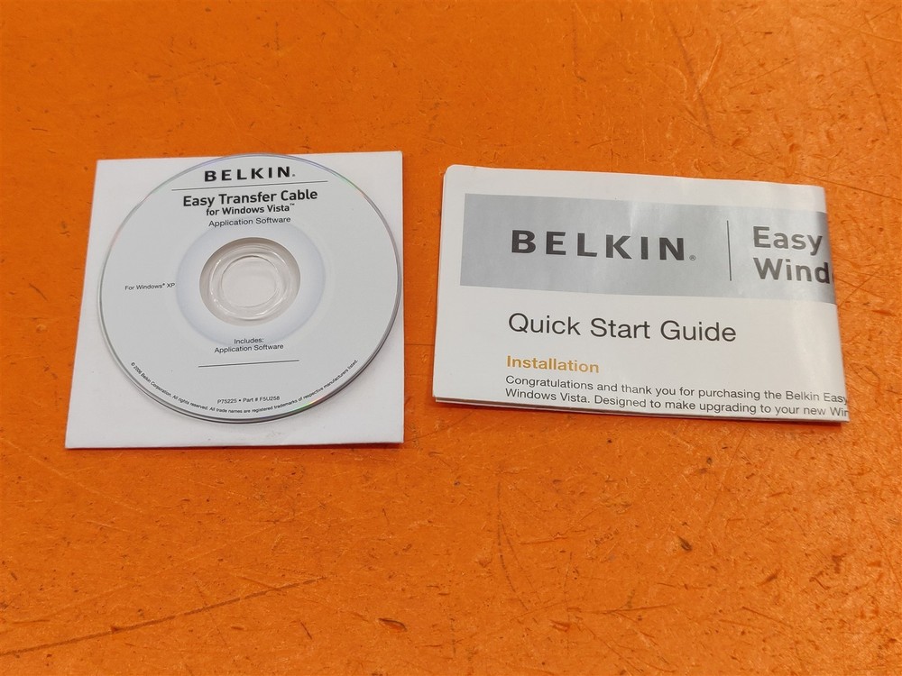 ⭐️⭐️⭐️⭐️⭐️ Belkin Easy Transfer Cable Software CD Disc & Guide for Windows Vista