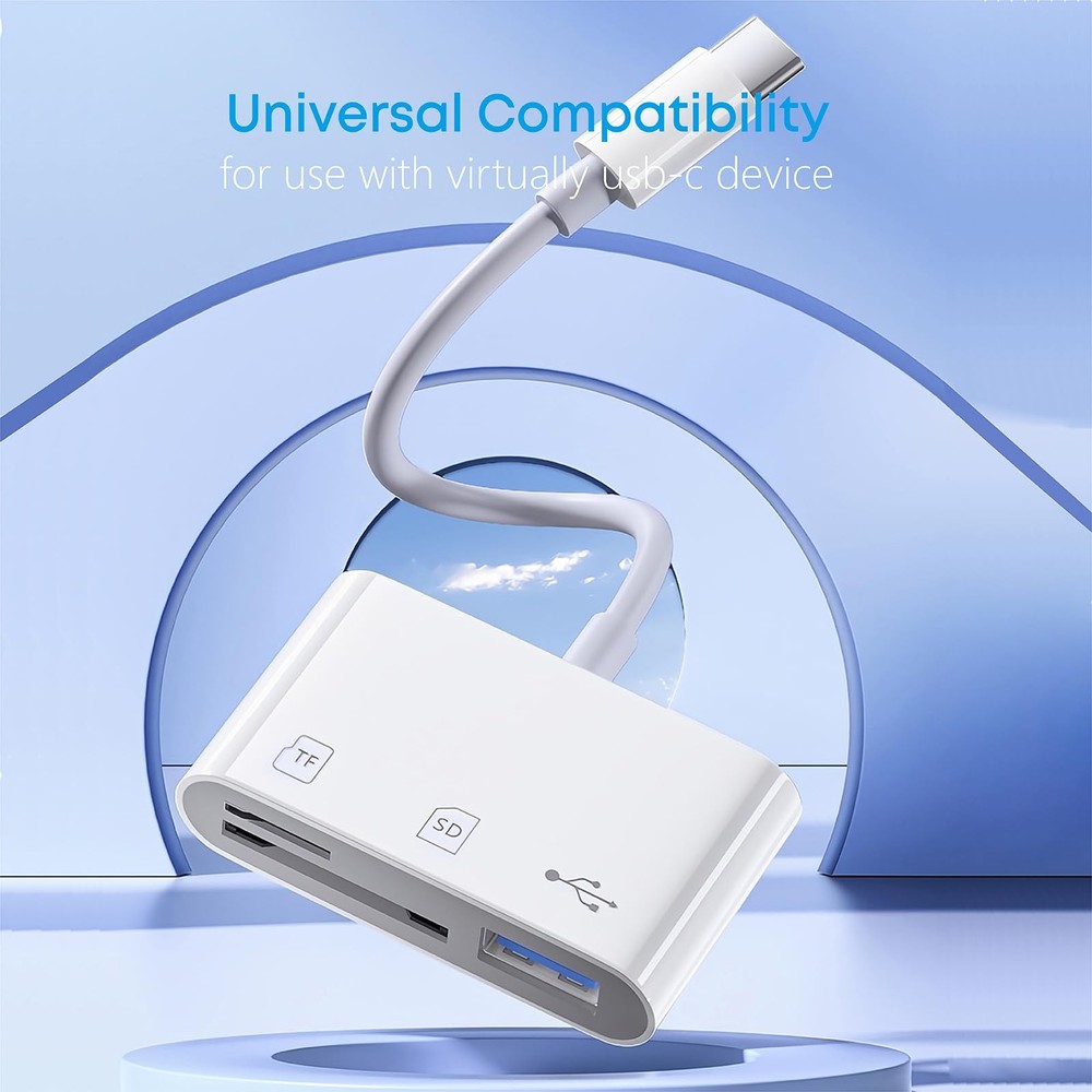 USB C SD/TF Card Reader Type-C Camera Adapter - 3 C, 3 Port (SD+TF+USB)