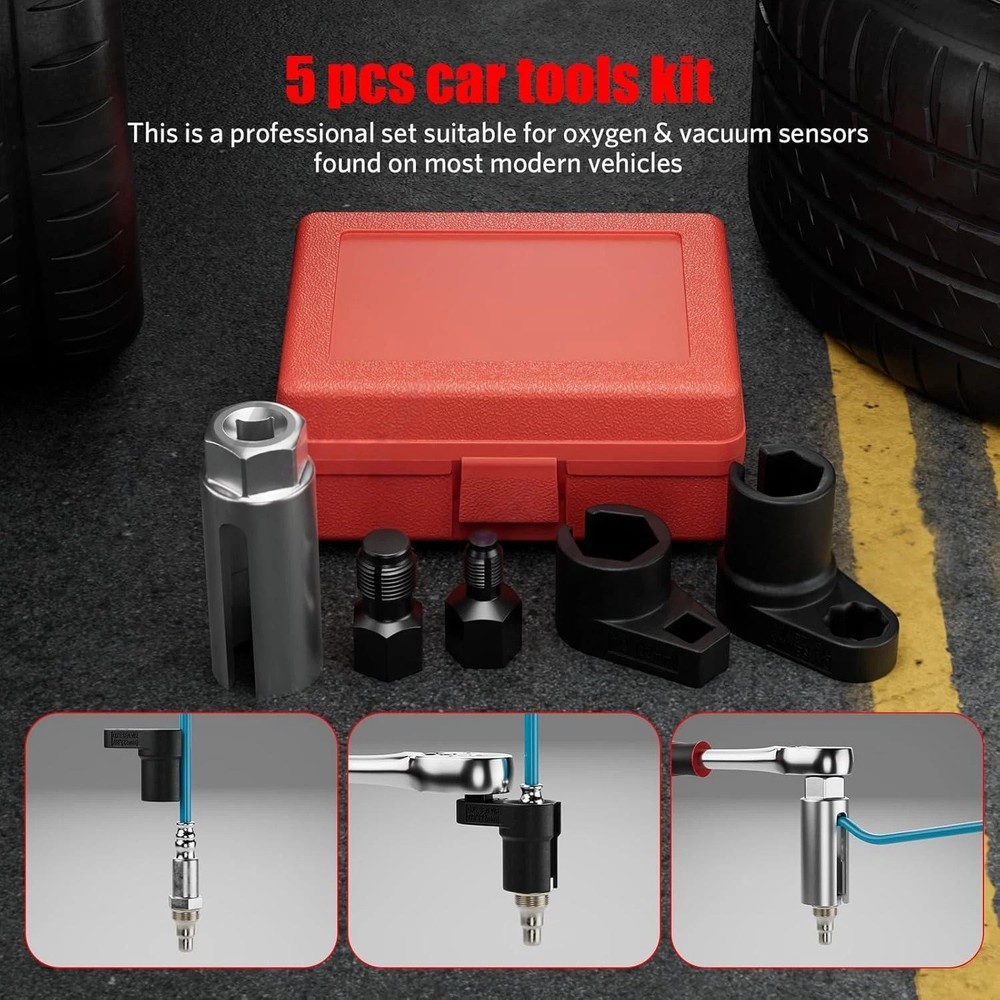 5Pcs Oxygen Sensor Socket Vacuum Wrench O2 M12 M18 Tool Renew Thread Chaser Set