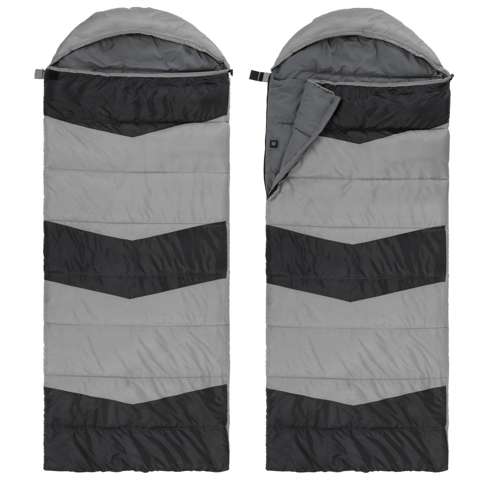 Rectangular Heated Sleeping Bag,Gray,USB‑Powered HeatingPads,Waterproof,210×85cm