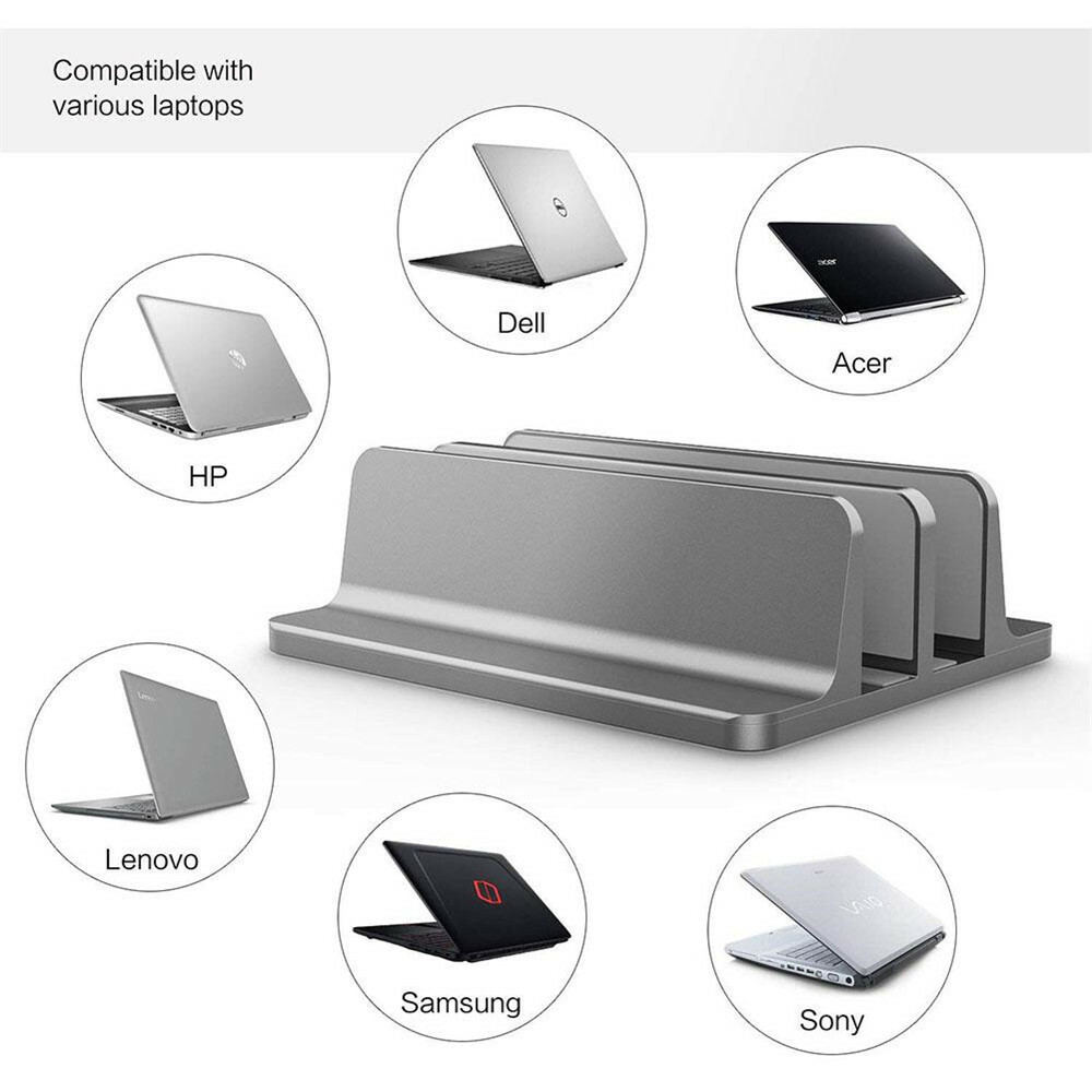 Vertical Laptop Stand, Double Desktop Stand Holder with Adjustable Dock Mounts