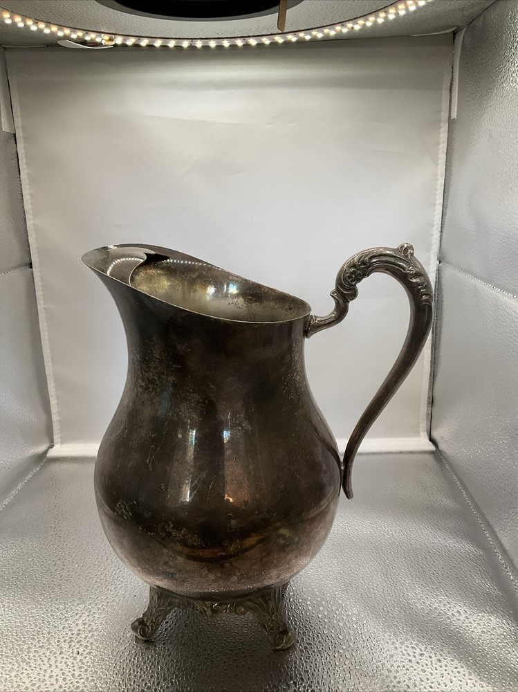 Vintage Silver Plate Pitcher Height 9”