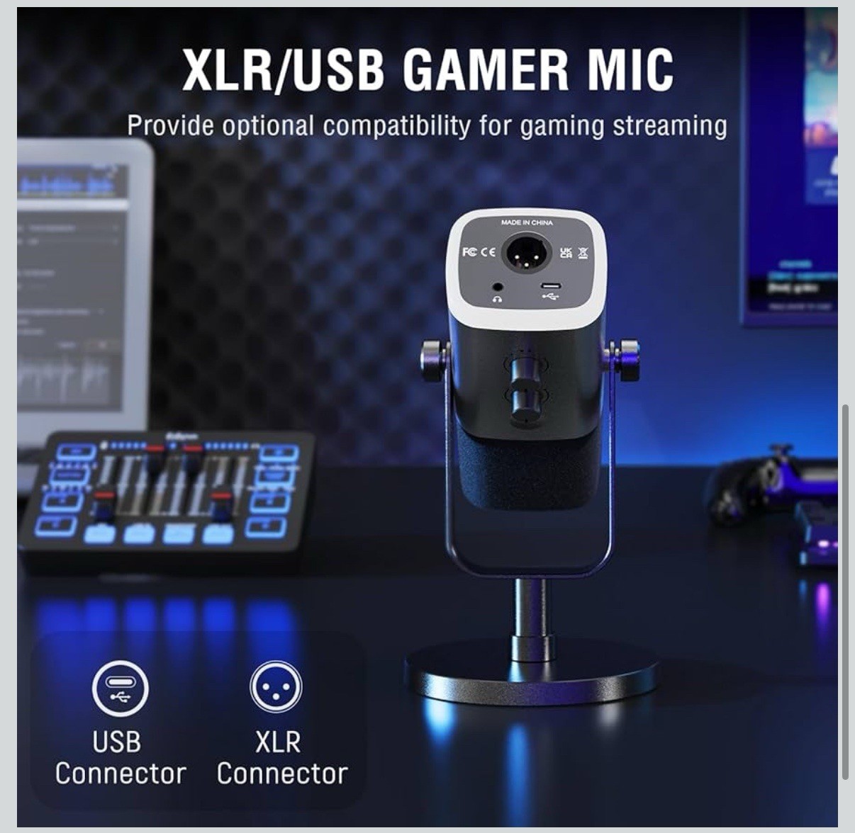 FIFINE Gaming Equipment Bundle, Dynamic XLR/USB Gaming Microphone Set KS-5