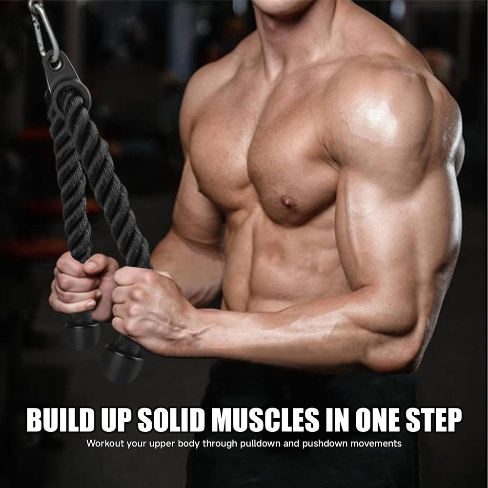 QIANGZEHU Tricep Rope Cable Attachment for Gym Pull-Down Black