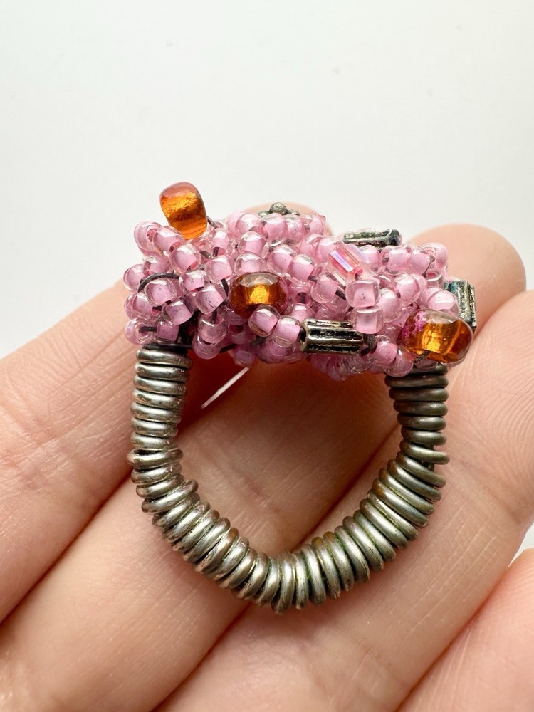 Artisan Handmade Beaded Wire Cocktail Ring Size 5