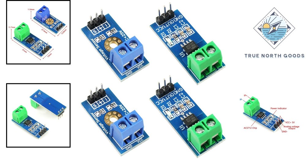 2pcs Hall Effect Current Sensor Module with Voltage Tester for Arduino Projects