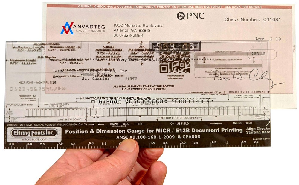 MICR Check Position Gauge
