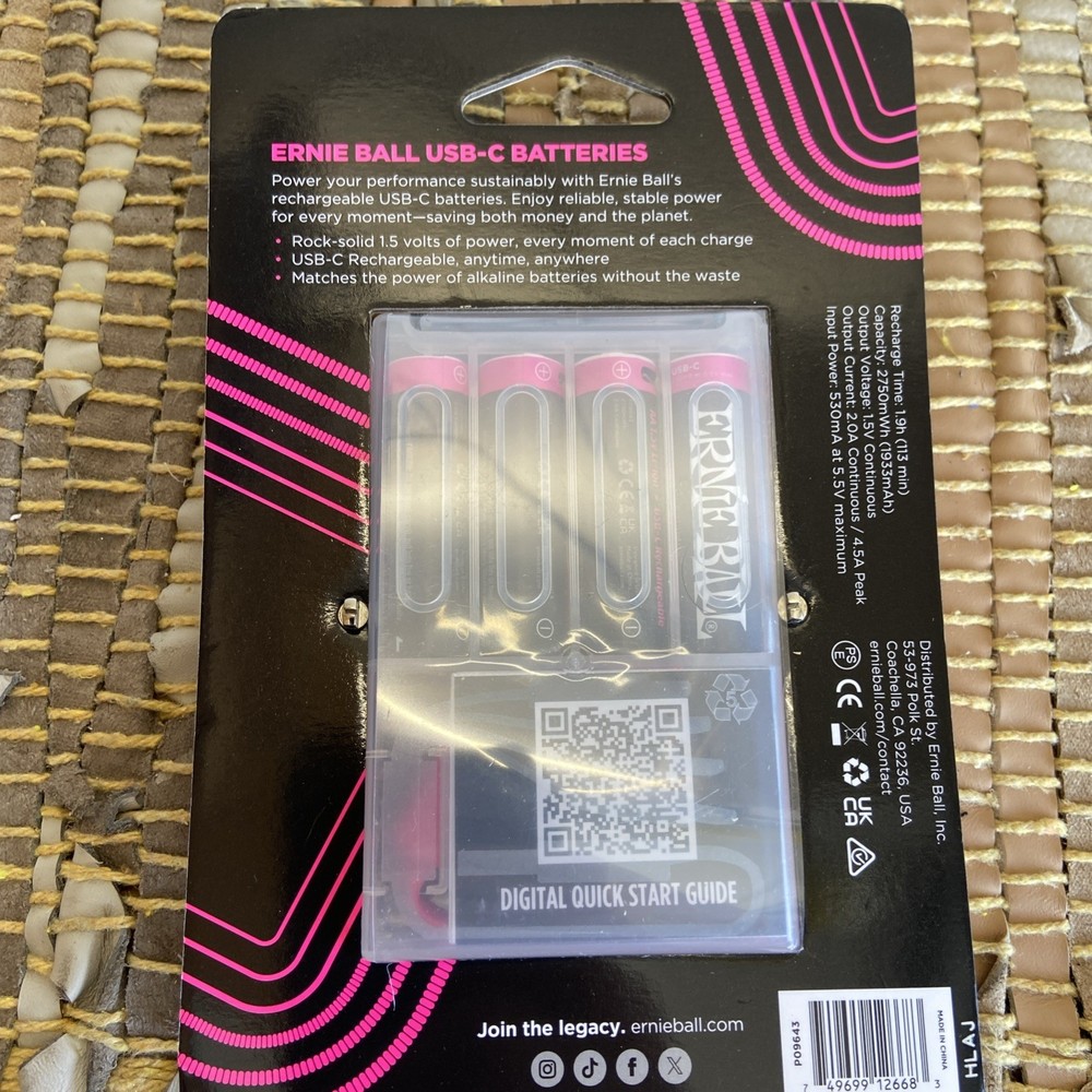 Ernie Ball USB-C Rechargeable Battery AA (4-Pack)