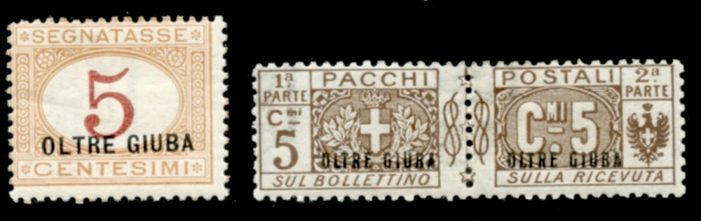 Oltre Giuba 1925 Postage Due 5c & Parcel Post 5c Complete, Mint LH