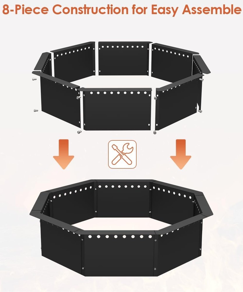 Smokeless Fire Pit Ring 35-Inch Outer 31-Inch Inner Diameter, Large Solid Steel