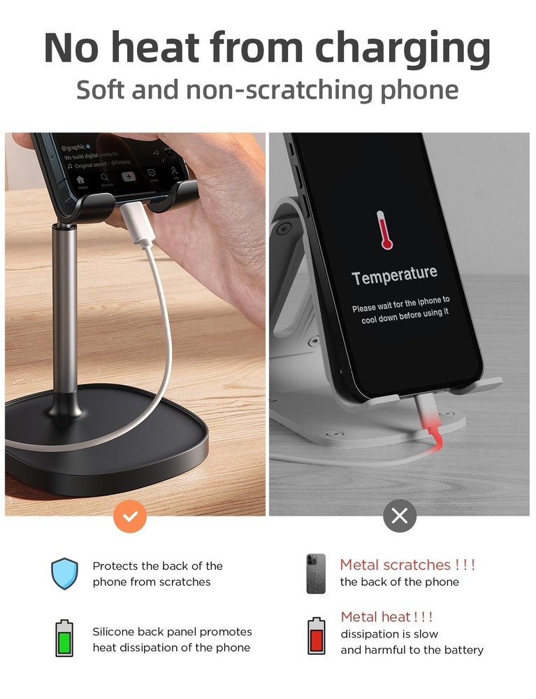 Adjustable Phone Stand – Desk Holder for iPhone, iPad, Switch, Tablet...