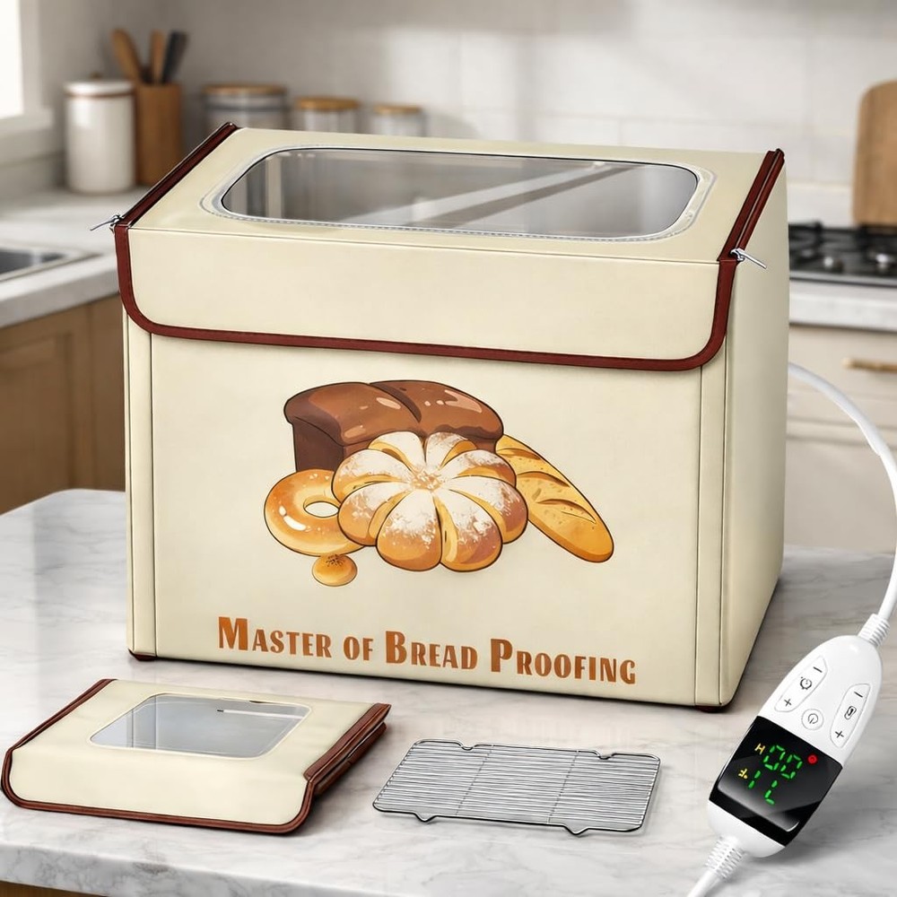 Foldable Bread Proofing with 3-Sided Even Heating, 68–131°F Precise Temp Cont...