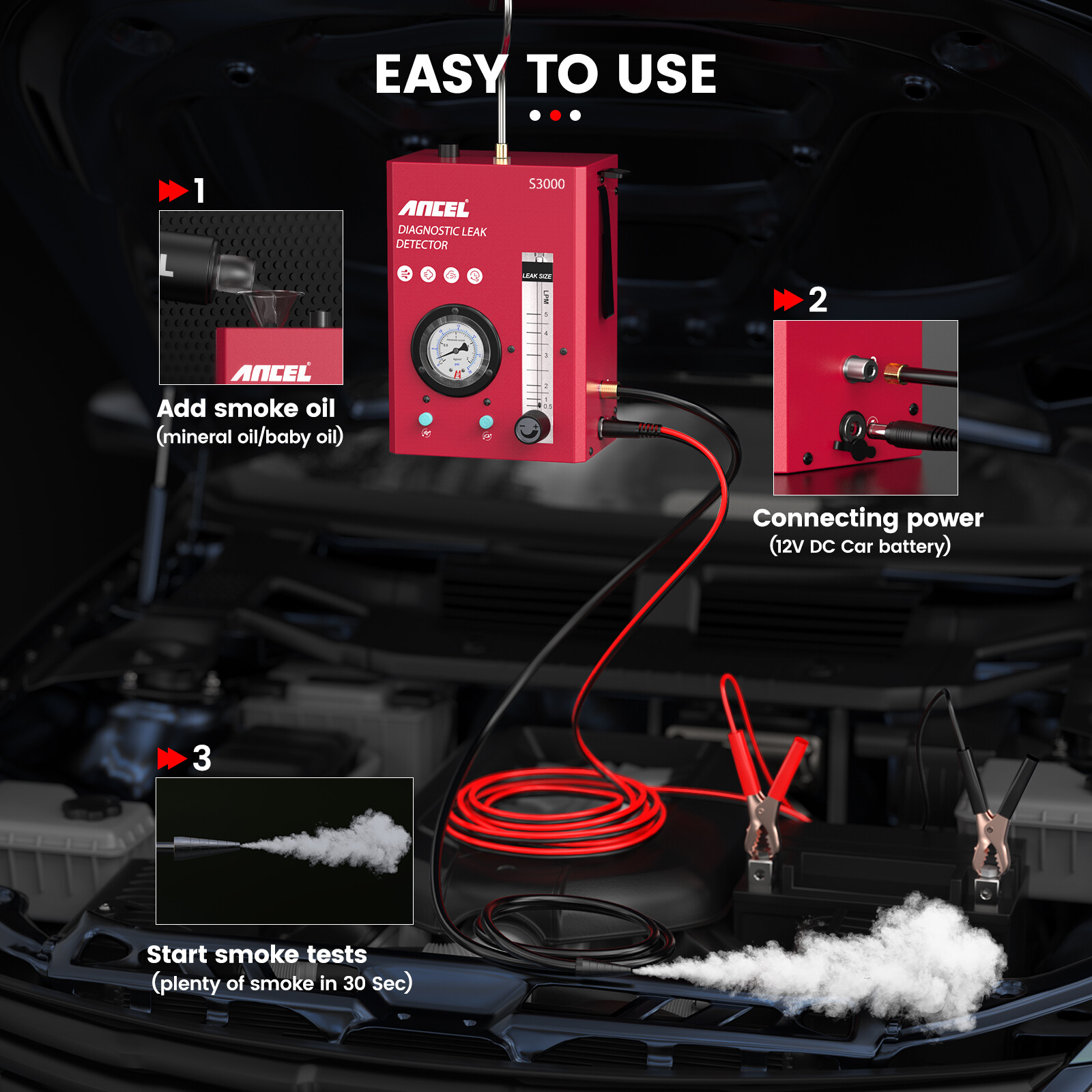 Ancel S3000 Automotive EVAP Smoke Machine Diagnostic Car Leak Detection Tester