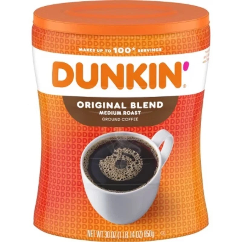 Pack Dunkin’ Original Blend Medium Roast Ground Coffee, 30 oz Canister