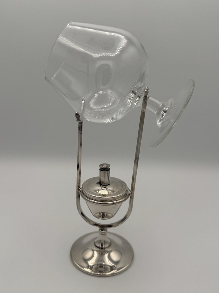 Vintage PAM Italy Silverplate Brandy Snifter Warmer With Glass