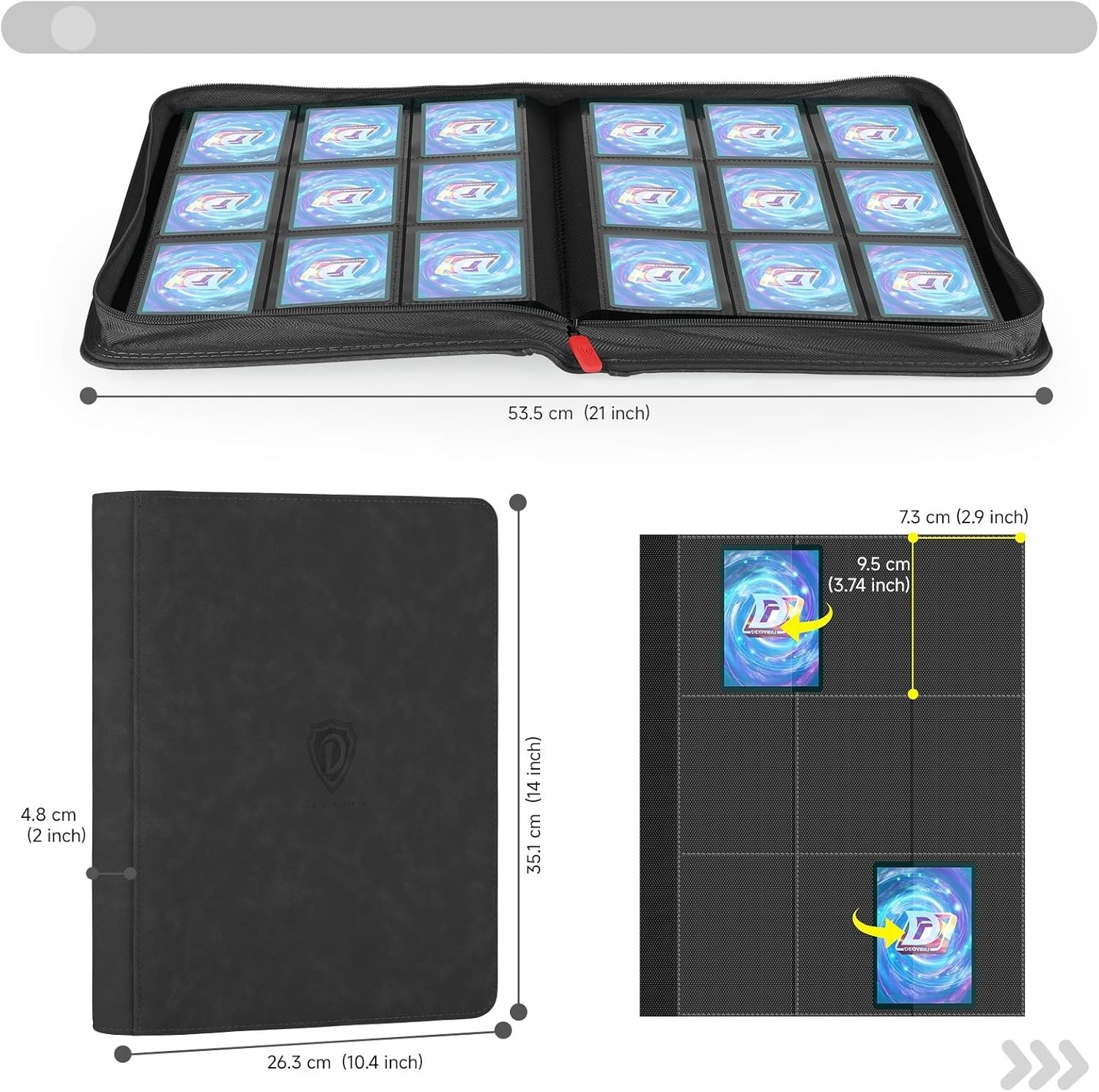 Vault X 9 Pocket Trading Card Zip Binder, 360 Cards, Premium Exo-Tec Album Mater