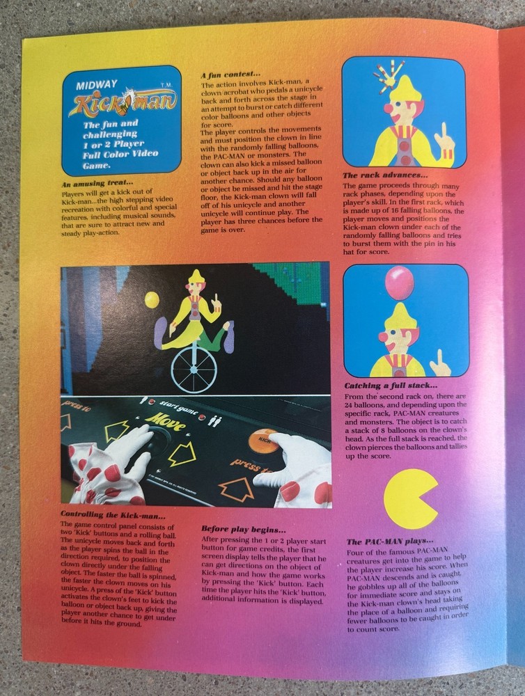 Kick-Man Original Arcade Flyer | 1981 Midway | Excellent Condition
