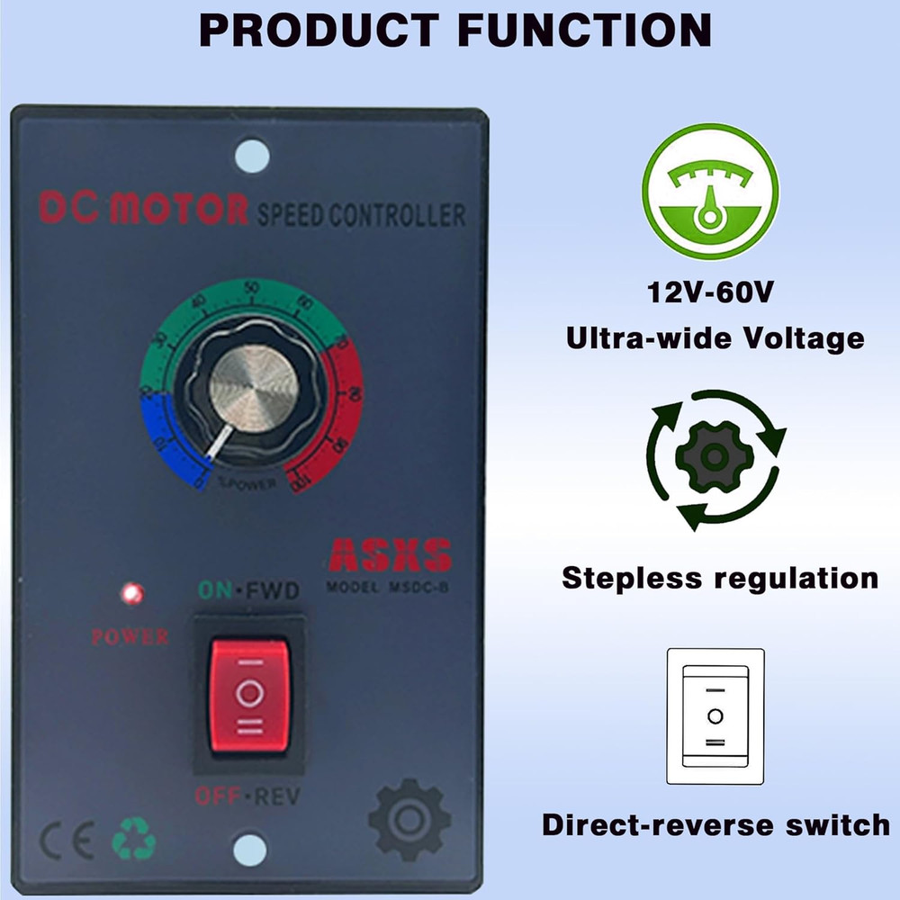 DC12V - 60V/20A Motor Speed Controller, with Forward and Reverse Switch,Suitable
