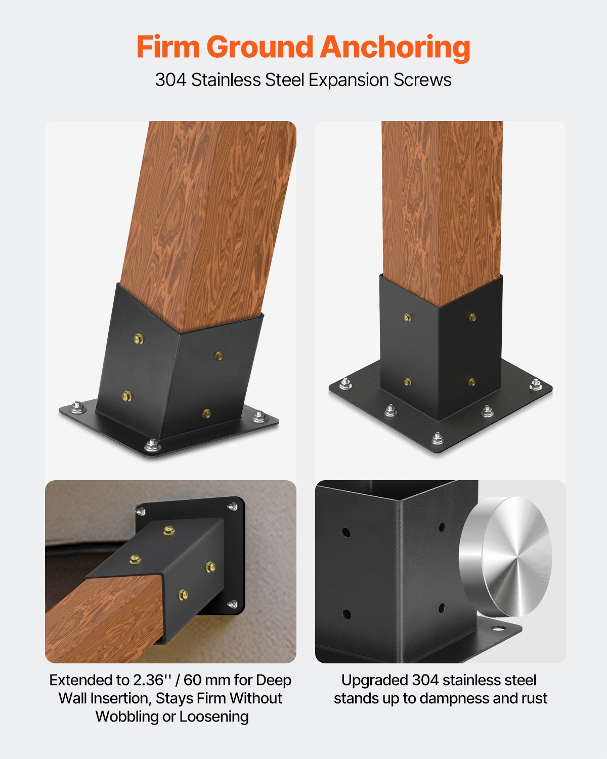 VEVOR 4x4 Inch Pergola Bracket Kit Inner 3.5x3.5 3-Way Slanted Brackets DIY Post