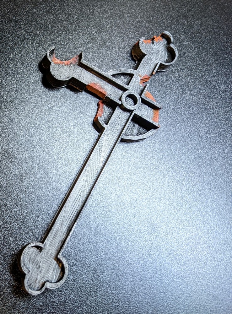 Phasmophobia Inspired Crucifix Stage 3 - 3D Printed - Hand Painted