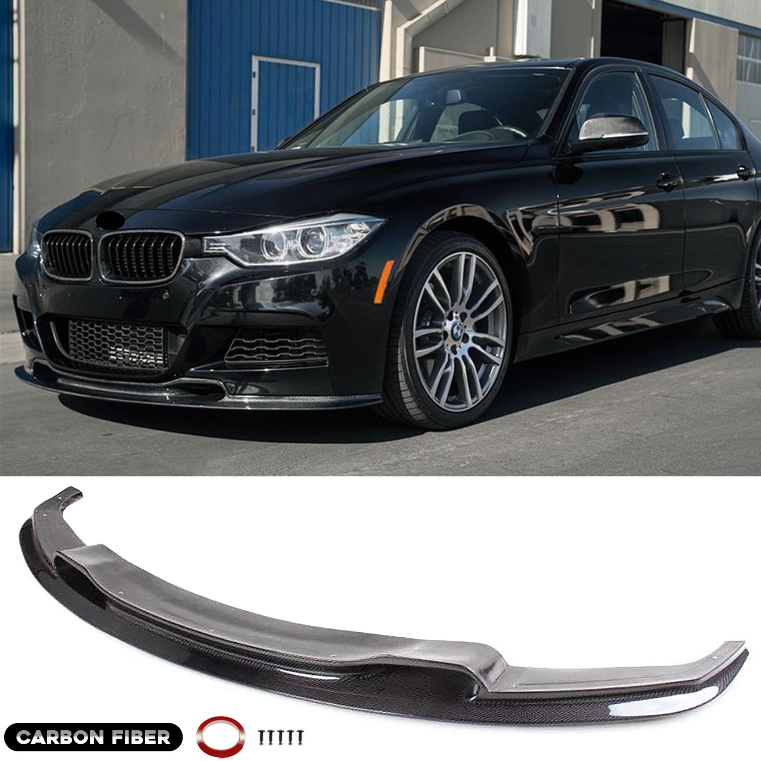 For BMW F30 3 Series M Sport 2012-2018 V2 Carbon Fiber Front Bumper Lip Splitter