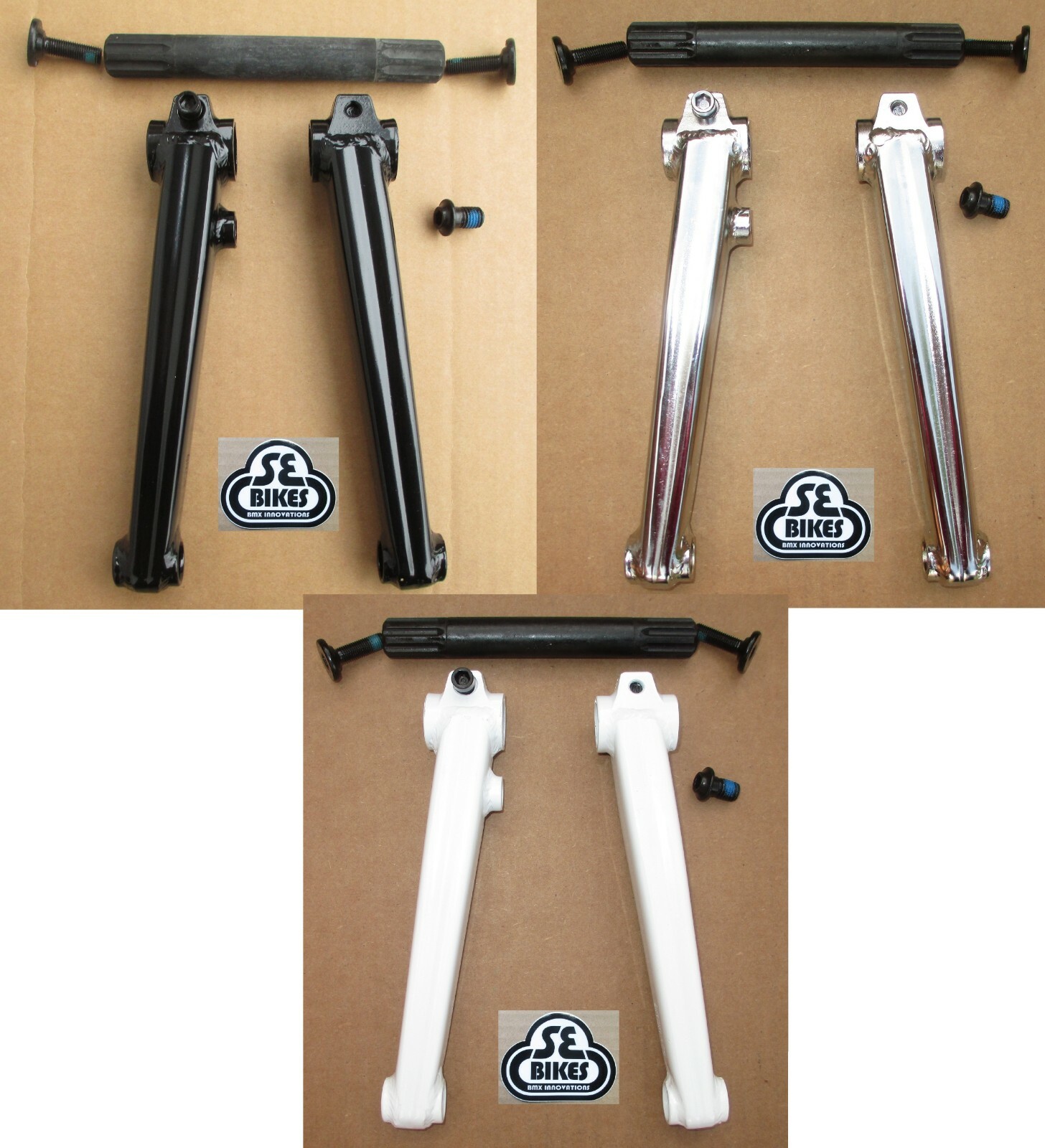 Crankarm Set SE BIKES BMX V-RIDGE Cromo 175 or 180mm 19mmx8 Spline BB Axle