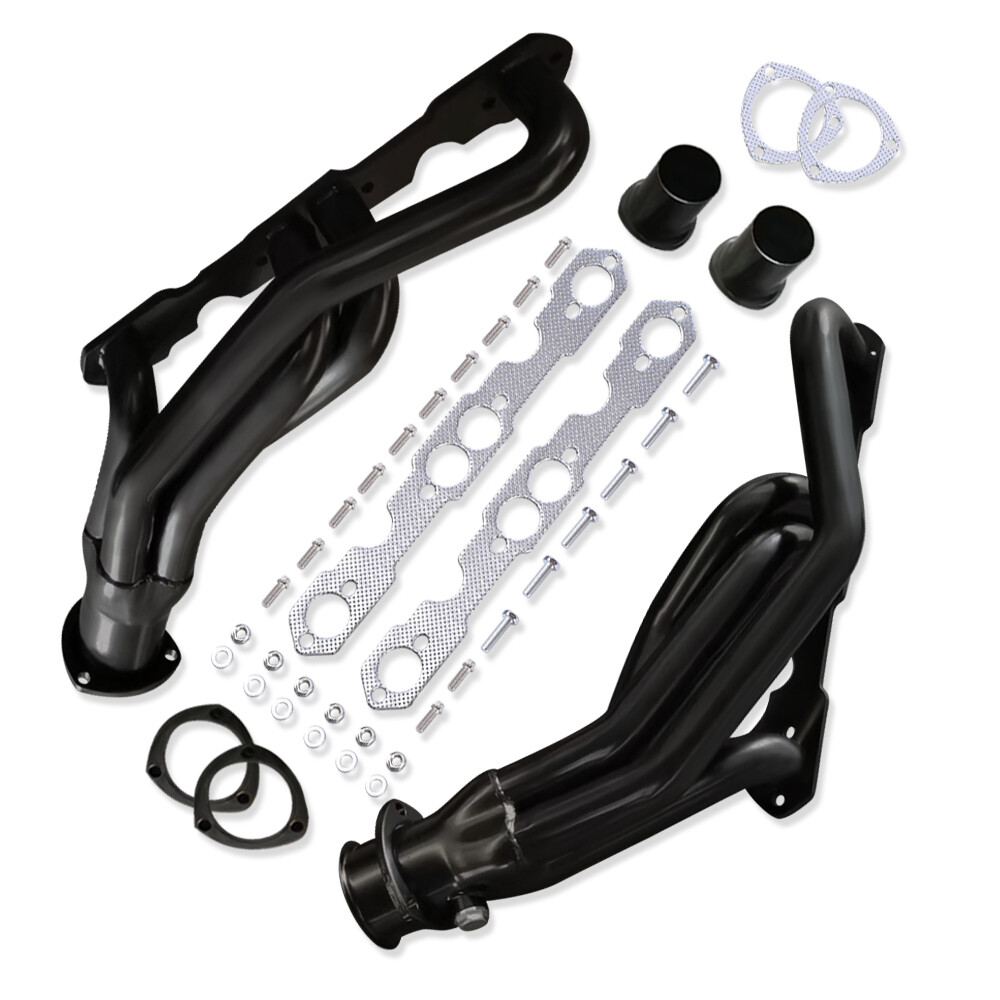 For Chevy SBC GMC 1500 2500 Pickup V8 1988-1995 Black Steel Exhaust Headers