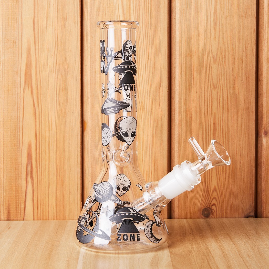 7.8" Aliens Fluorescent Glass Bong Water Pipe Smoking Ash Catcher Beaker 14MM